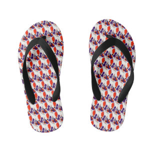 Cat Portrait – Bold Graphic Art Orange and Violet Kid's Jandals