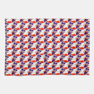 Cat Portrait – Bold Graphic Art Orange and Violet Tea Towel