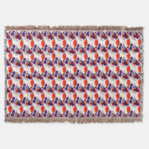 Cat Portrait – Bold Graphic Art Orange and Violet Throw Blanket