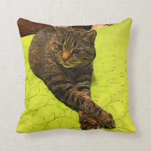 Cat Portrait Decorative Throw Pillow Modern Art