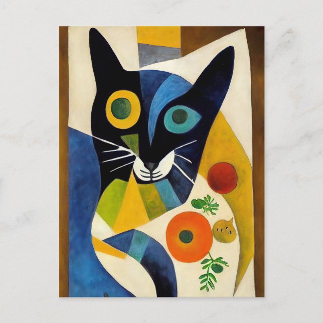 Cat portrait in expressionistic style. Art Postcard (Front)