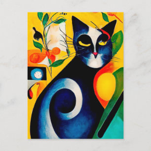 Cat portrait in expressionistic style. Classic Art Postcard