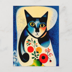 Cat portrait in expressionistic style. Classic Art Postcard