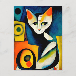 Cat portrait in expressionistic style. Classic Art Postcard