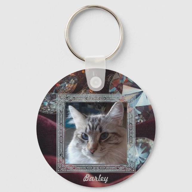 Cat Portrait key ring personalizable (Front)