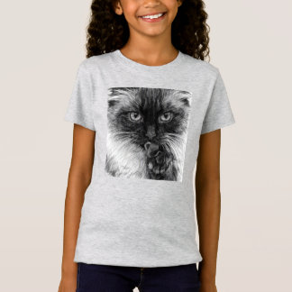 Cat Portrait Pencil Sketch Youth Fine Jersey T-Shirt