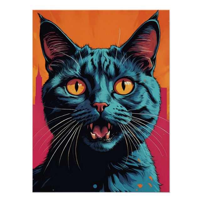 Cat Portrait Pop Art Style Poster (Front)