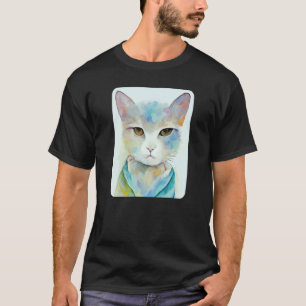 Cat Portrait Thoughtful Pastel Cats Deep Thoughts T-Shirt