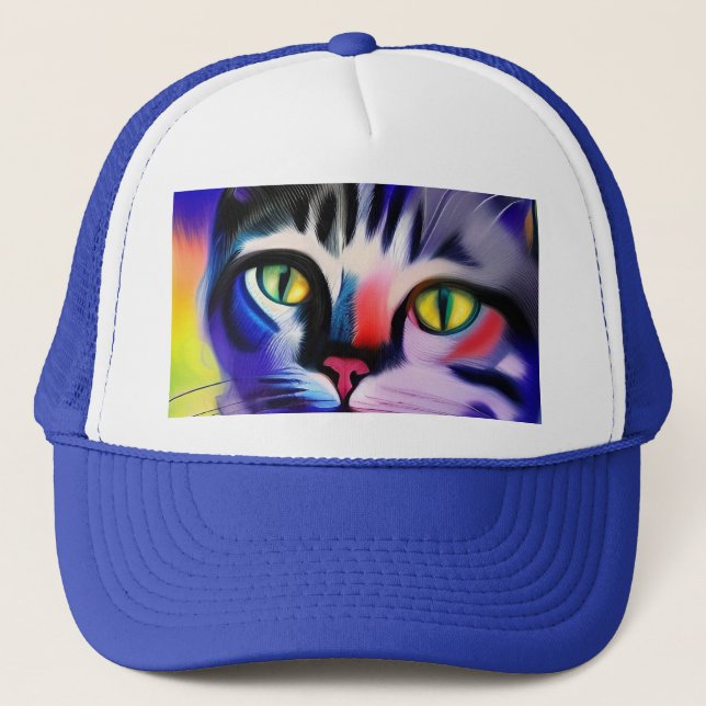 Cat portrait trucker hat (Front)