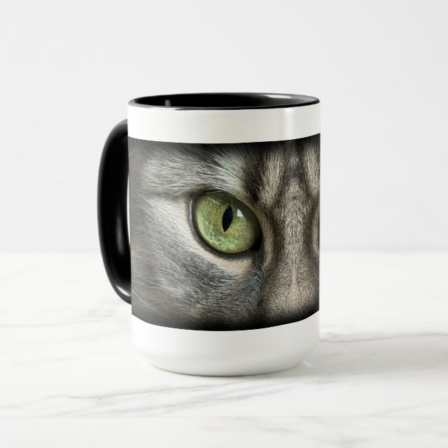 Cat Portrait with Striking Green Eyes Mug (Front Left)
