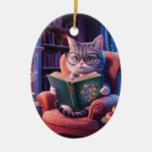 cat portrat ceramic tree decoration