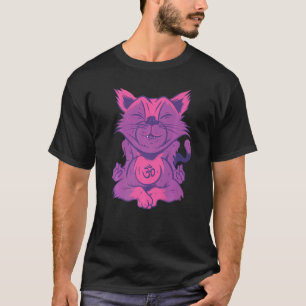 Cat Pose Exercise Om Meditation Position Lotus Sea T-Shirt