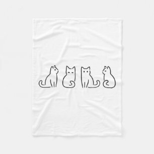 Cat Poses Cat Lover Minimalist Art  Fleece Blanket