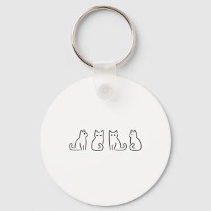 Cat Poses Cat Lover Minimalist Art Key Ring