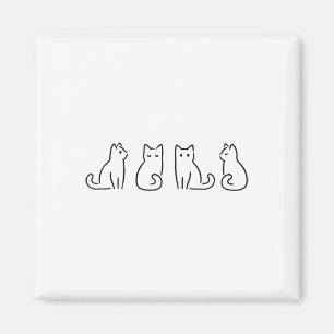 Cat Poses Cat Lover Minimalist Art Magnet