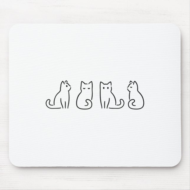 Cat Poses Cat Lover Minimalist Art  Mouse Pad (Front)