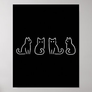 Cat Poses Cat Lover Minimalist Art  Poster