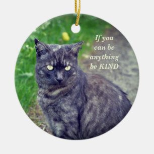 Cat Posing on a Walk Motivational Ceramic Tree Decoration