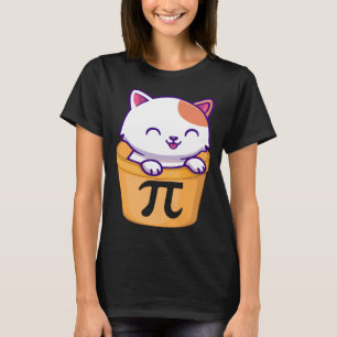 Cat Pot Pi Day Funny Pi Day Kids teacher math Love T-Shirt