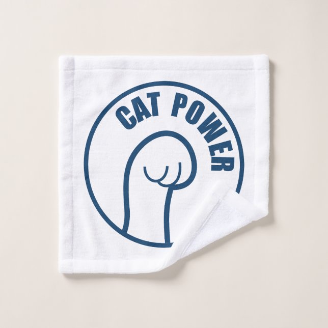 Cat Power Bath Towel Set (Wash Cloth)
