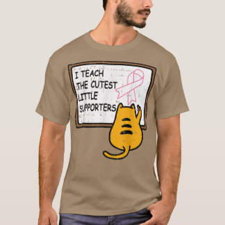 Cat Prek Teacher Pink Cute Breast Cancer Awareness T-Shirt