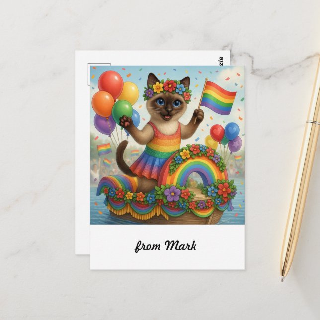 Cat Pride Paws Cat-inspired Pride LGBTQ Postcard (Front/Back In Situ)