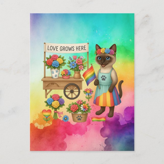 Cat Pride Paws Cat-inspired Pride LGBTQ Postcard (Front)