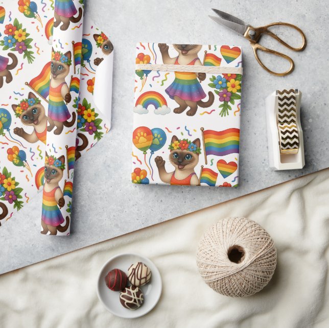 Cat Pride Paws Cat-inspired Pride LGBTQ Wrapping Paper (Crafts)