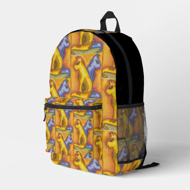 Cat Print Backpack  (Back Corner Right)