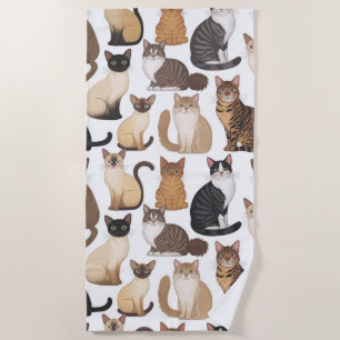 Cat Print Beach Towel