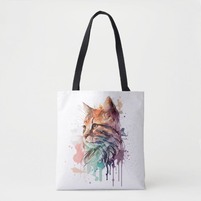 Cat Print for Cat Lover Cat Mum Tote Bag (Front)