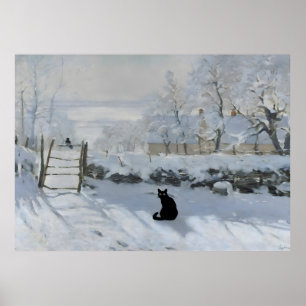 Cat Print Monet Sunset On The Seine Funny