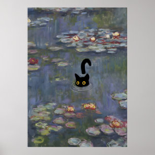 Cat Print Monet Water Lilies