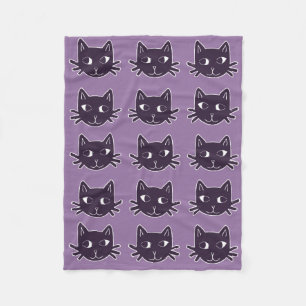 Cat Print Purple Fleece Blanket