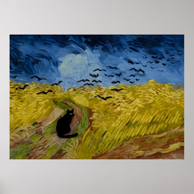 Cat Print Vincent Van Gogh Wheatfield with Crows (Front)