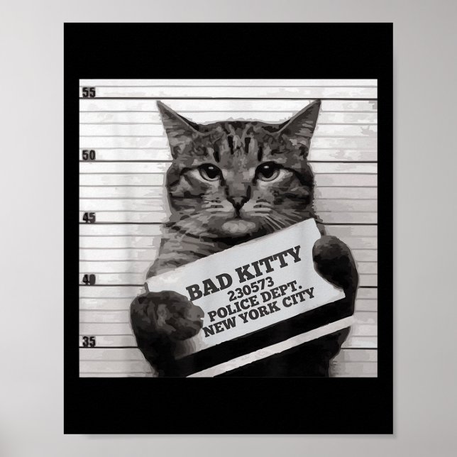 Cat Prison Jail Prisoner Bad Kitty Mugshot For Men Poster (Front)