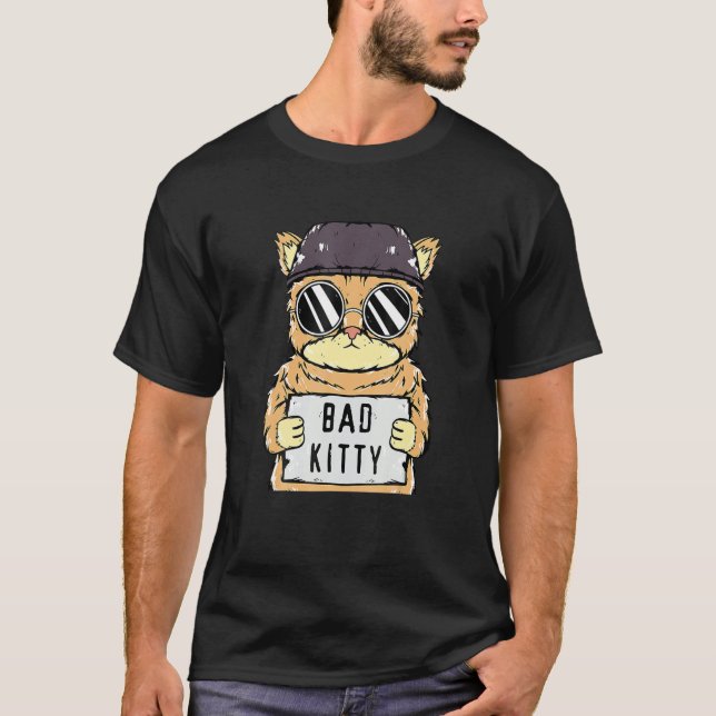 Cat Prison Jail Prisoner Bad Kitty Mugshot T-Shirt (Front)
