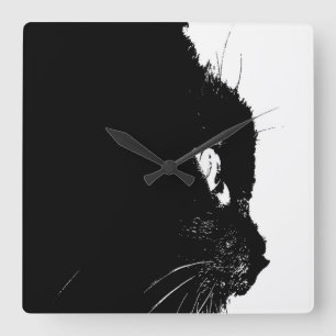Cat Profile Square Wall Clock