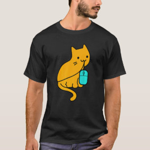 Cat programmer gamer eating PC gaming mouse T-Shirt