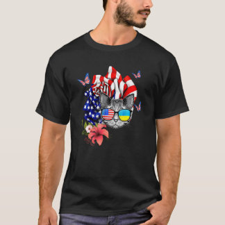 Cat Proud And Rose American Flag 4th Of July 1 T-Shirt