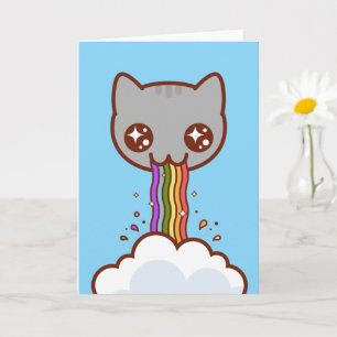 CAT PUKING RAINBOW - Funny Cat Card