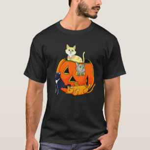 Cat Pumpkin Halloween Costume Jack O Lantern Cute T-Shirt