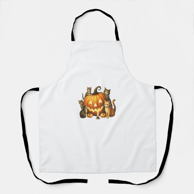 Cat Pumpkin Halloween Spooky Season  Apron (Front)