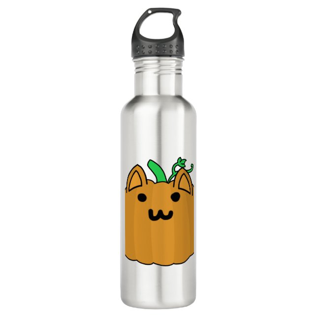 Cat Pumpkin Halloween Sticker 710 Ml Water Bottle (Front)