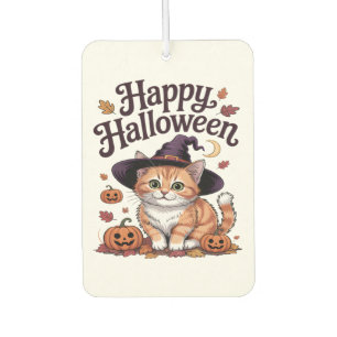 Cat Pumpkin Happy Halloween Car Air Freshener