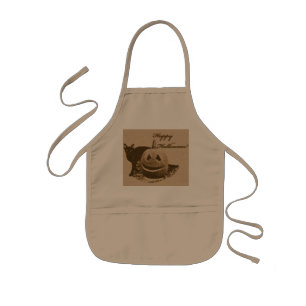 Cat & Pumpkin Happy Halloween Kids Apron