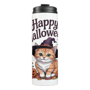 Cat Pumpkin Happy Halloween Thermal Tumbler