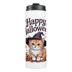 Cat Pumpkin Happy Halloween Thermal Tumbler