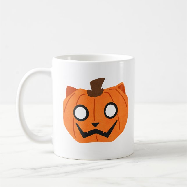 Cat Pumpkin Jack-O-Lantern Halloween Mug (Left)