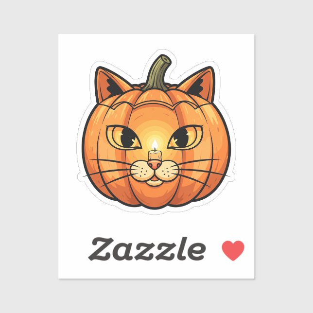 Cat Pumpkin Lantern Face – Halloween Vinyl Sticker (Sheet)